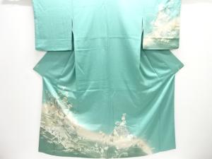 箔置き草花に几帳・扇模様訪問着